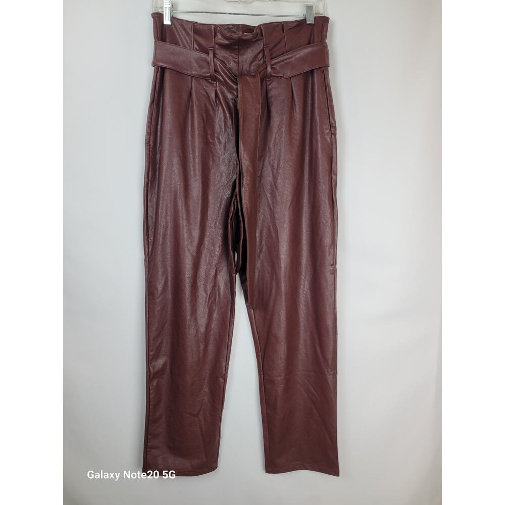 Commando Faux Leather Paperbag Pant Burgundy Oxblood Ankle Size Small